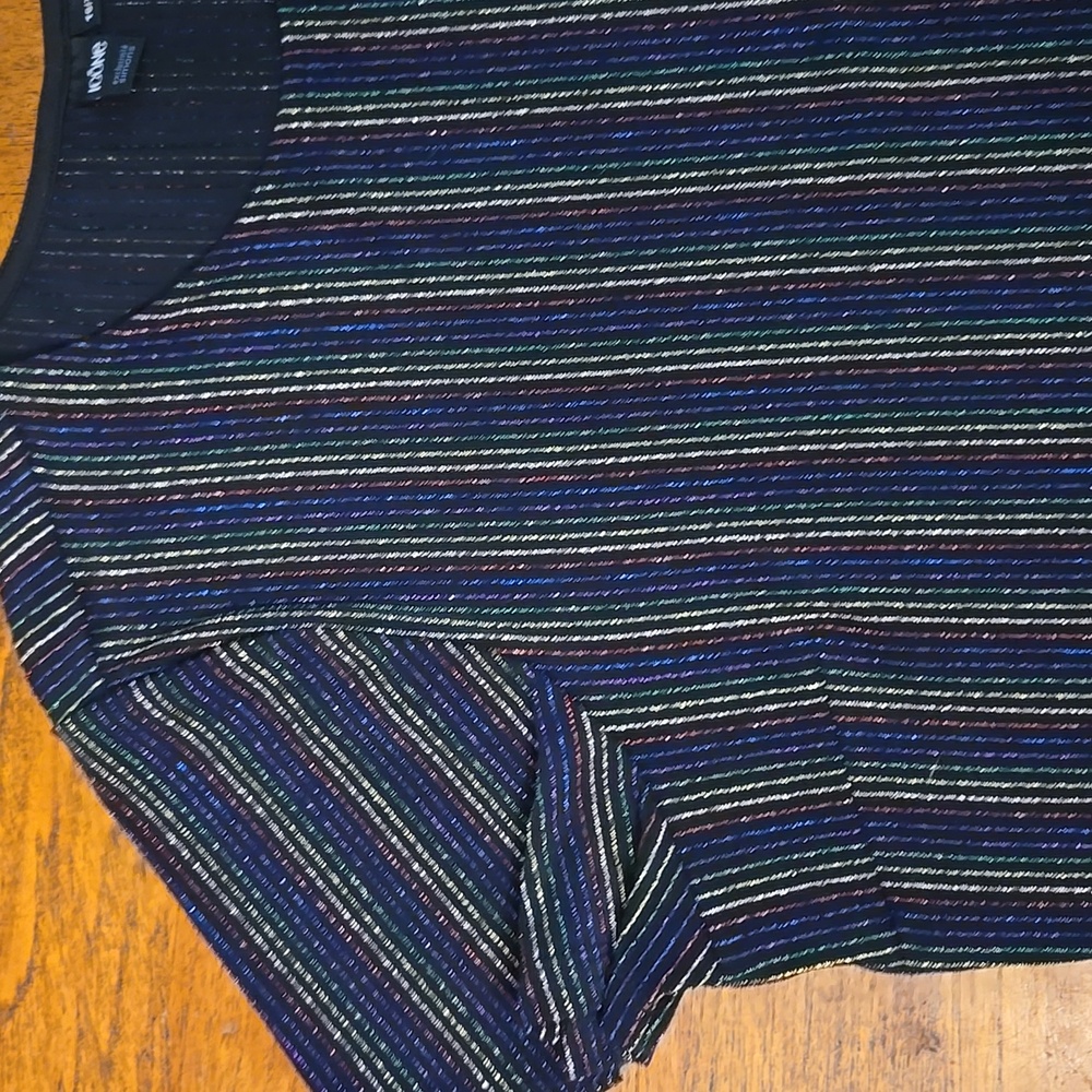 ICONE Metallic Striped Short Sleeve Top